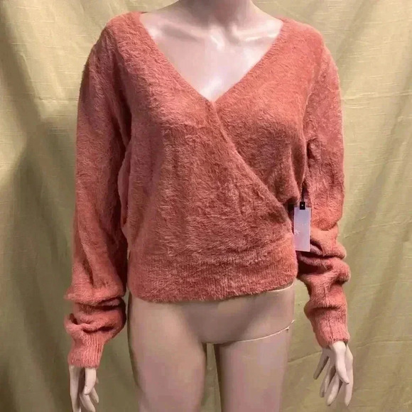 ASTR the Label light clay colored Sheresa wrap sweater womens large new w/ tags - Picture 1 of 8